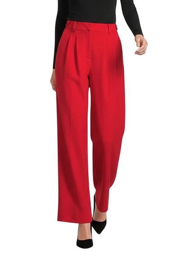 Gibson & Latimer Woven High Rise Pleated Front Wide Leg Coordinating Trousers